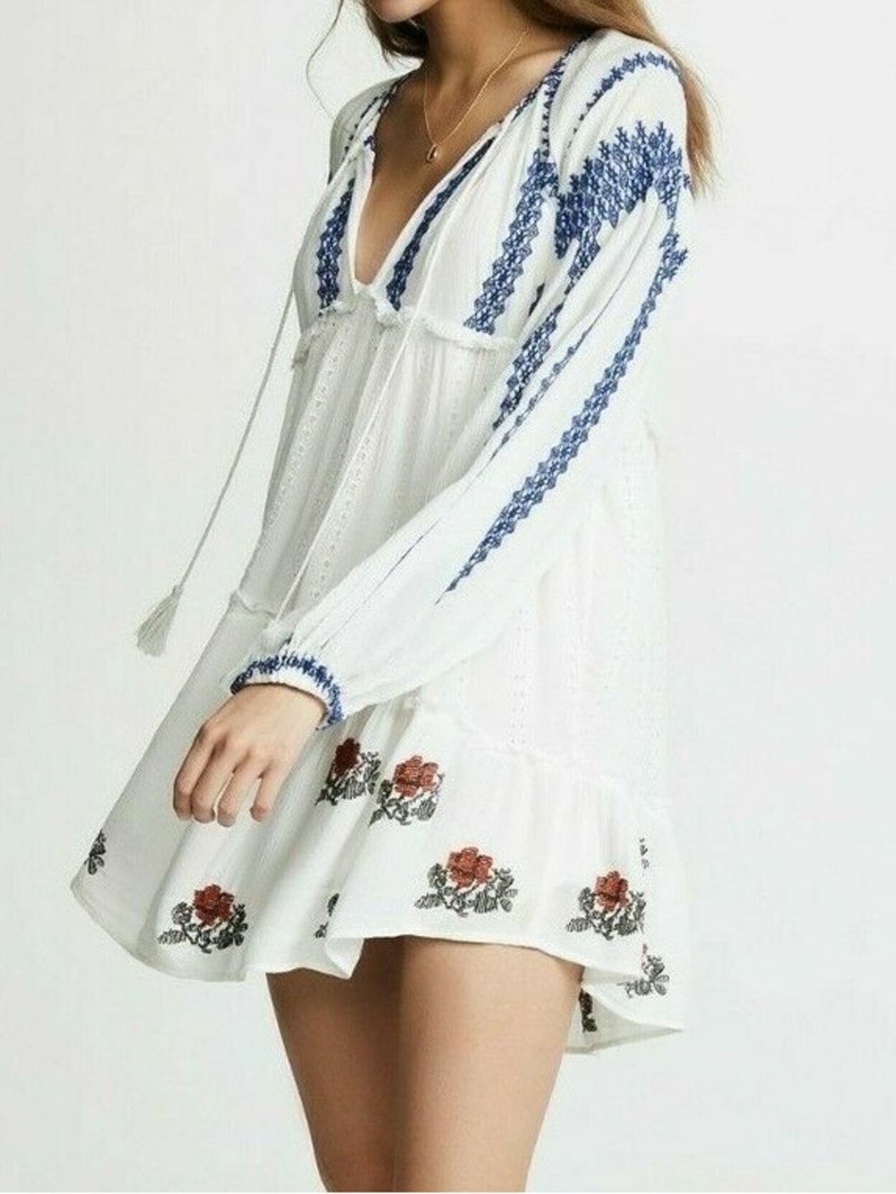 Free People Embroidered Wild Horses Mini Dress